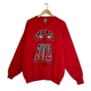 Vintage Chicago Bulls Red Crewneck Sweatshirt Made in USA XXL NBA